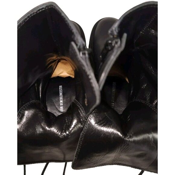 Ann Demeulemeester Louise Dusty Leather Combat Boots Size 37 7 Womens Black - Picture 9 of 13